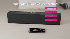 Loa Bluetooth GOOJODOQ Soundbar Speaker Gỗ Đa Chức Năng 4D Stereo Hi-Fi Âm Thanh Sâu - Tương Thích Laptop/Điện Thoại