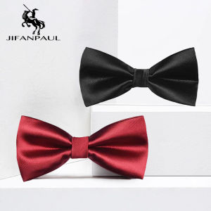 JIFANPAUL | Black Bow Tie for Men Formal Wedding Tuxedo Accessories Classic Elegant Design Lightweight Summer 2024 Burgundy Silk Tie Alternative 7cm-12cm Width Versatile Style