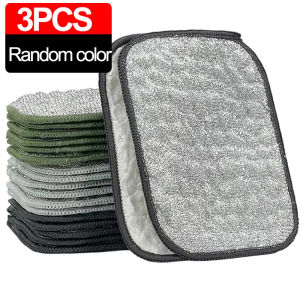 Dishcloth Double Layer Thickened Non-oil Dishtowel Scouring Cloth Absorbent Rag Silver Silk Cotton Yarn Dishwashing 12*16cm Tool