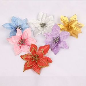 Hiasan Bunga Cantik Indah Pohon Natal Bunga Pinggiran Glitter Christmas FLW-EEE