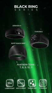 Emrys Premium Ring EGYPT SQUARE BLACK DOFF Real Titanium Anti Karat Cincin Titanium Pria Wanita
