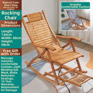 MOLORE | Folding Lazy Chair for Naps Summer Relaxation Elderly Bamboo Swing Chair