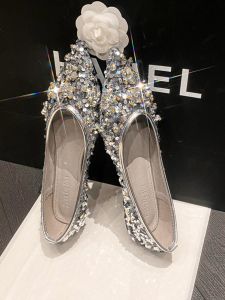Elegant French Style Flat Bottom Single Shoes Womens Summer Breathable Evening Shoes Diamond Decorated Pointed Toe Large Size 41-43