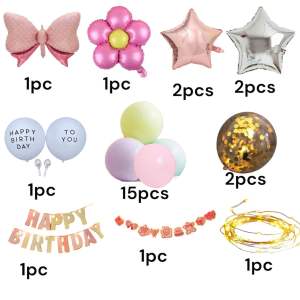 Children Birthday Party Happy Gold Crown Stars theme Backdrop Decoration set Balloons Banners [PBS009] (come with free pump)