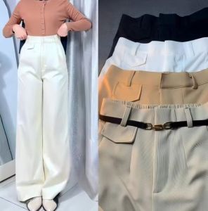 Oro Pants - Kulot Highwaist Knit Celana Wanita Loose Pant Trousers