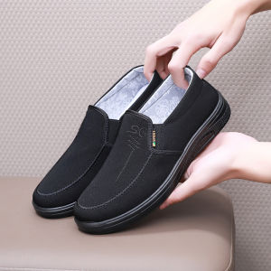 Beijing Mens Cloth Shoes Soft Bottom Anti-Slip Work Shoes Spring Autumn Breathable Black Casual Shoes for Dad Grandpa