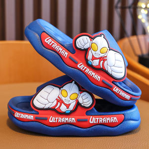 Children-King Dép trẻ em Cậu bé hoạt hình dễ thương Dép Mùa Hè Dép tông bé Tuổi Teen thể thao Nhân Quả giày cá mập đế bệt mềm phong cách Hàn Quốc màu xanh đi biển thời trang selipar budak Lelaki