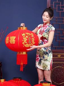 READY STOCK [2025新年Msia] 春节植绒大灯笼 │Cny Premium Big Lantern New Year Decoration 2 PCS 大红植绒灯笼新年春节灯笼喜庆布置装饰 Premium Red Floc