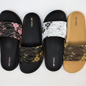 Ando Official Sandal Selop Slip On Blossom Wanita Dewasa - Hitam/Emas