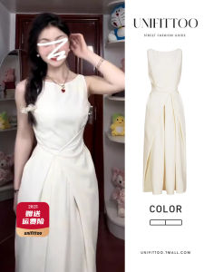 French Style Sleeveless Summer Dress Womens New Design Sensation Appropriate Tea Break Vest Long Dress Costume High Waist A-Line