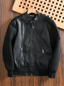 Không Gian Sang Trọng Cotton Vải Bông Xe Máy Áo Khoác Nam Thoải Mái Cổ Đứng Da  Áo Hai Dây Tay Áo Dài Phong Cách Đô Thị Thời Trang Khóa Kéo Đóng Cửa