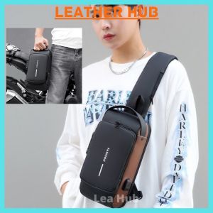 WITH VIDEO Water Resistant Mens Canvas Chest Bag Cross Body Sling Bag Casual Shoulder Pouch Back pack Lightweight Travel Bag Anti Theft [Msia Stock]