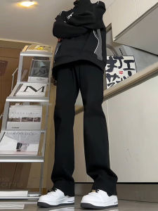 Retro American Feel High Street Washed Gradual Grey Black Mens Summer Wide Leg Jeans Cotton Polyester Blend Straight Cut