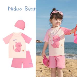 MONLEYTA | Japanese Childrens Swimming Suits Girls Two-Piece Swimsuits Age 3-6 Polyester Spandex Baby Swimwear Kids Pool Clothes