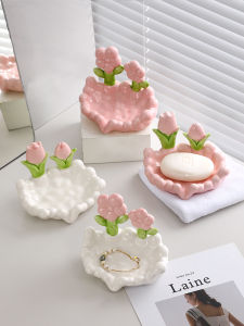 Nordic Style Ceramic Soap Dish Waterproof Bathrooms Bathroom Home Use High End Draining Soap Holder Creative Cute Bathing