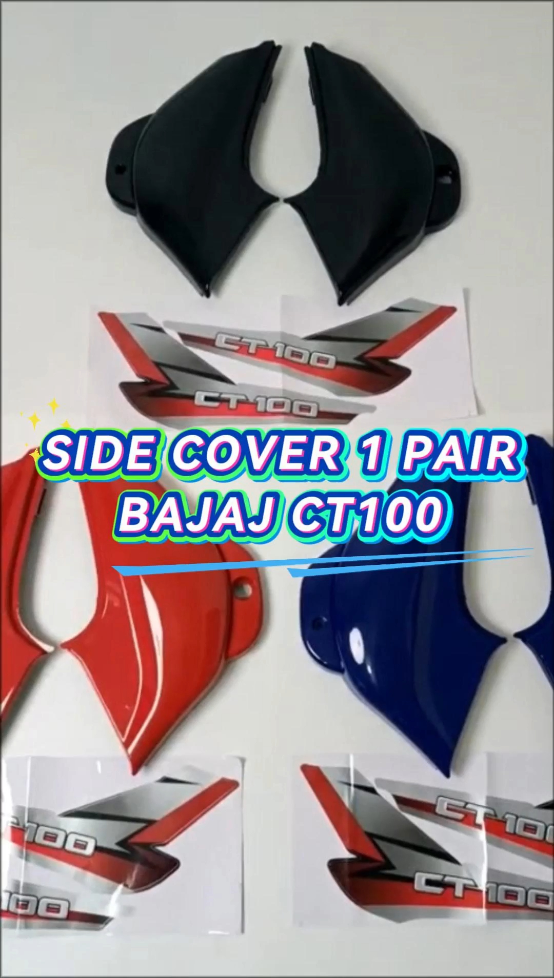1 PAIR BAJAJ CT100 SIDE COVER WITH STICKER MOTORCYCLE ACCESSORIES