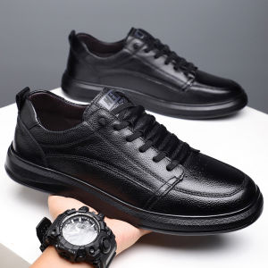 YUAAE Fashion Men Shoes Men Genuine Leather Shoes Casual Lace-up Shoes Breathable Fashion Sneakers New