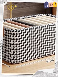 Foldable Storage Box Steel Frame Fabric Wardrobe Organizer Linen Clothes Jeans Shirts Pants Cabinet Organizer Box HM806
