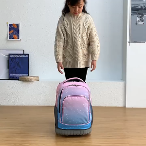 Children Trolley Laptop Backpack Bag With Wheels Cabin Travel Luggage Bag Waterproof For Kids Boy Girl School