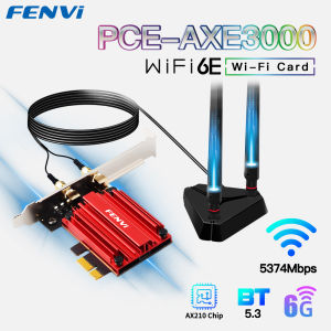 Fenvi | FENVI WiFi Adapter WiFi 6E AX210 5374Mbps Tri Band 2.4G/5G/6Ghz Blue-tooth 5.3 802.11AX Game Red Wireless Network Card Win10/11