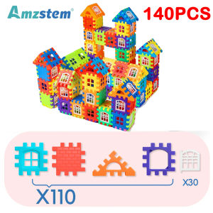 140-25PCS Large Scale House Building Blocks Simulation Window Design Construction Set Kindergarten Toys For Boys And Girls Gift