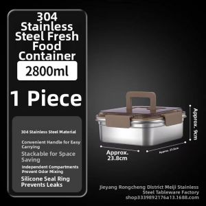 Food Grade Stainless Steel Square Food Storage Container