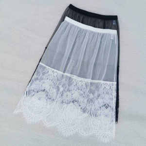 New Style Layered Lace Patchwork Skirt Mid-Length A-Line plus Size Inner Wear Curtain Design Versatile Natural Waist Skirt