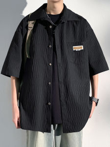 Ice Silk Short Sleeve Shirt Mens Summer Thin Cool Feeling Polo Coat New 2025 Teenage Half Sleeve Loose Fit No Ironing Required