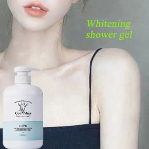 Goat Milk Sabun pemutih badan Shower gel susu Sabun Mandi Cair Body Wash Susu Kambing Pemutih permanen Singkirkan kulit kusam kering merinding Memutihkan melembabkan mencerahkan Nicotinamide Peremajaan Kulit Deep Cleaning Milk Shower 500ML