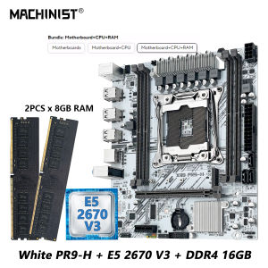 MACHINIST X99 PR9-H White Motherboard Set kit Intel Xeon E5 2670 V3 LGA 2011-3 CPU + DDR4 16GB RAM NVME/SATA M.2 Optional combo
