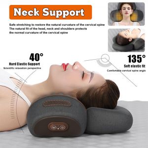Heated neck pillow for sleeping neck traction and spine massage