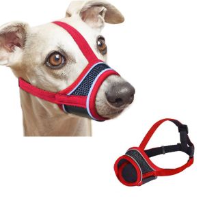 MAGIC WAND FOREBODE75DE7 Soft Fabric Dog Muzzle Adjustable Strap Comfortable Mesh Dog mouthpiece Durable Allows Panting and Drinking Pet Small to Medium Dogs