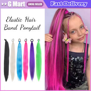 Synthetic 26inch Purple Ponytail Extension with Elastic Hair Tie Corlorful Straight Braiding Ponytail Hairpiece for Women DIY