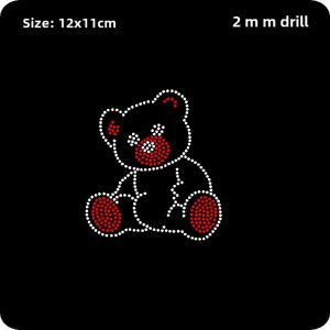 Childrens T-shirts Rhinestone Decorative Cute Little Bear Iron-on Patches DIY Bling Bling Clothing Accessories