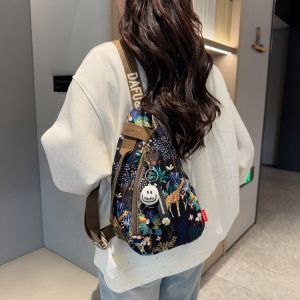 Sporty Crossbody Cycling Chest Bag Womens New 2025 Trendy Brand Small Design Printed Multi-Pocket Single Shoulder Bag Mini
