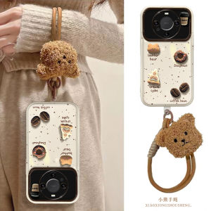 Applicable to Huawei Mate60pro Phone Case Pura70 Glory New Women/90 Large Window Flip Mirror 80se Coffee Doll Lanyard Nova12/11 Drop-Resistant P50/40 Protective Case
