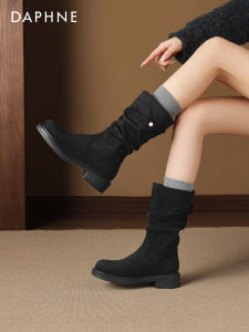 Daphne | Heeled Thickening Mid-Calf Boots Black