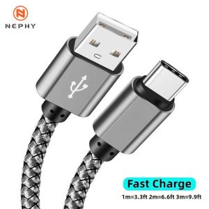 Cáp USB Type C Bọc Dù Nylon Sạc Nhanh 2.4A Truyền Dữ Liệu Cho Điện Thoại Samsung Huawei Android - Tùy Chọn 1M 2M 3M