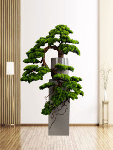 New Chinese Style Artificial Pine Large Floor Plant Decoration Living Room Entrance Fake Trees Decorative Greenery Podocarpus Macrophyllus Bonsai