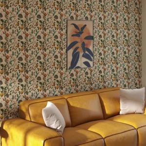 1PC Plants Lemon Flowers Hummingbirds Blooming Garden Pattern Thickened Moisture-Proof Waterproof Self-Adhesive Wallpaper