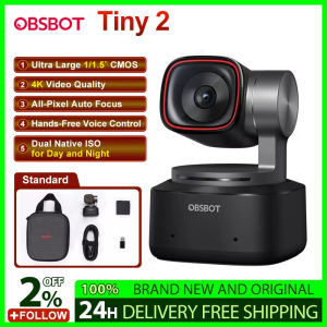 OBSBOT Tiny 2 4K AI ติดตามการซูมอัตโนมัติควบคุมด้วยเสียงอัลตร้าขนาดใหญ่1/1 5 เว็บแคม HD CMOS สำหรับการประชุมวิดีโอถ่ายทอดสด
