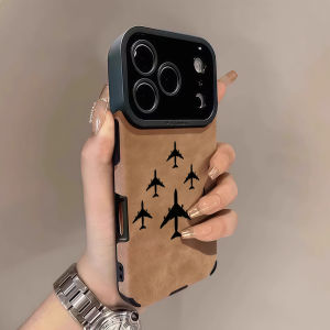 Potdemiel | Fighter Jets Luxury Leather Shockproof Phone Case For iPhone 17 16 Pro Max Air 15 14 13 12 11 Max Silicone Soft Cover