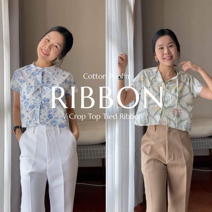 Hyde - Ribbon Top - เสื้อครอปแขนสั้นผูกโบว์ | Lazada.co.th
