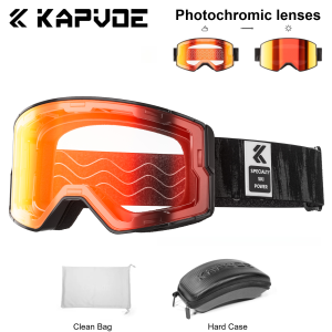Kapvoe | Kapvoe Photochromic Snow Goggle with Box Ski Sunglasses for Men Snowboard Anti-Fog Mask Women Eyewear Kit UV400 Winter Sports