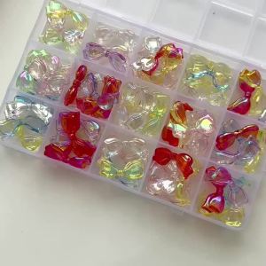 4-10pcs Acrylic Transparent Colorful Through-hole Bow Accessories Handmade DIY Earrings Hair Accessories Material Beads