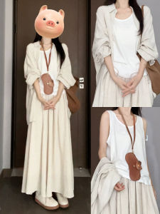 Spring 2025 New Arrival Shirt Dress Set Womens Fashion Traditional Chinese Style High Waist Long Skirt Elegant Sensation