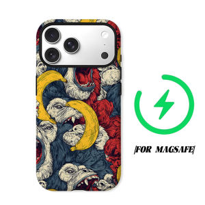 Gorilla Banana Pattern Phone Case for iPhone 18 17 16 15 14 13 12 11 Air Pro Max Plus Double-layer Cover