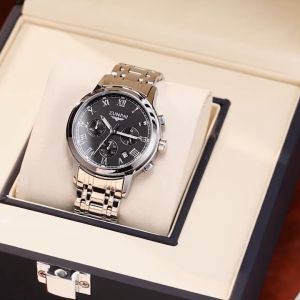 WISHDOIT Jam Tangan Pasangan Asli Pria dan Wanita Jam Tangan Anti Air Baja Tahan Karat Kronograf Kalender Analog Bercahaya Jam Tangan Fashion Set Hadiah WSD-016