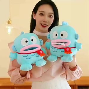 AOGER | IN STOCK Cute Creative Cartoon Hangyodon Plush Doll Tissue Box Napkin Holder Container Wet Tissue Paper Case Home Car Paper Gift