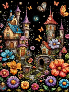 HUACAN Diamond Painting 5d Castle Landscape House Unique Gift Diamond Art Daisy Flower 5d Diy Picture Rhinestones Unique Gift